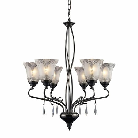 ELK SHOWROOM Nouveau 24'' Wide 6-Light Chandelier - Black Chrome 08076-BKC